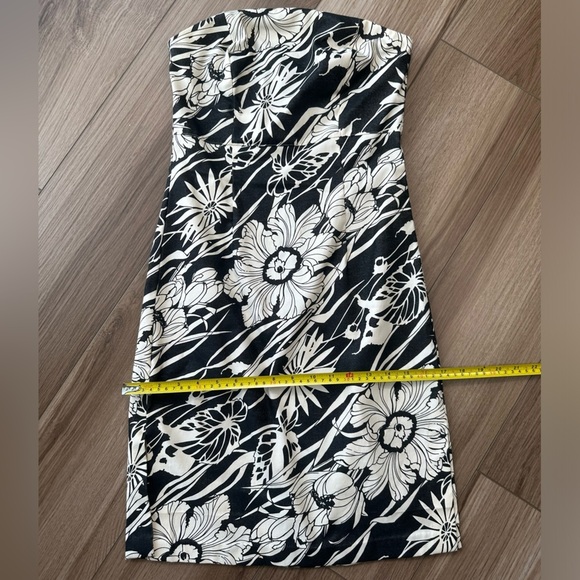 Y2K Vintage Express Black White Hawaiian Tropical Tube Strapless Dress - Picture 6 of 13